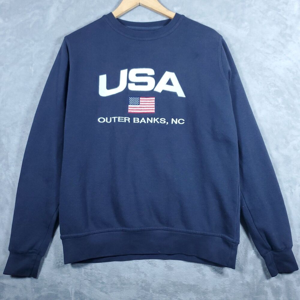 Pacific & Co. USA Classic Sweatshirt Otter Banks, NC Small Navy Blue Patriot USA